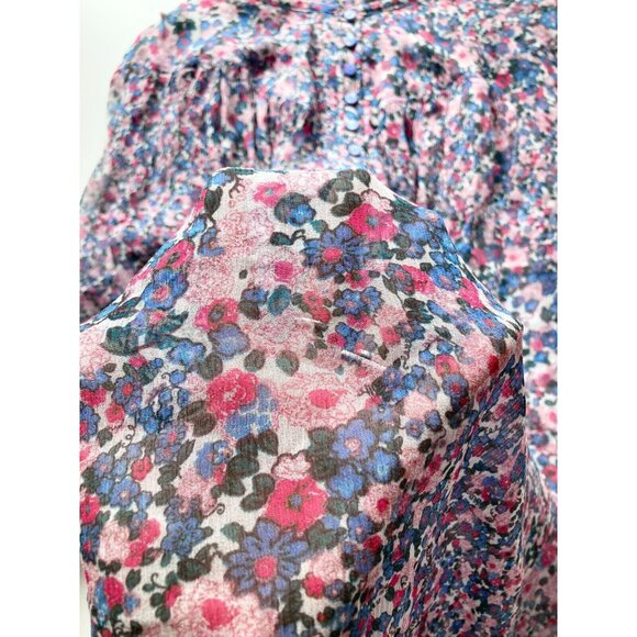 ISABEL MARANT Orion Blue Pink Floral Silk Georgette Mini Tunic Dress, Size 36/XS - Picture 13 of 16
